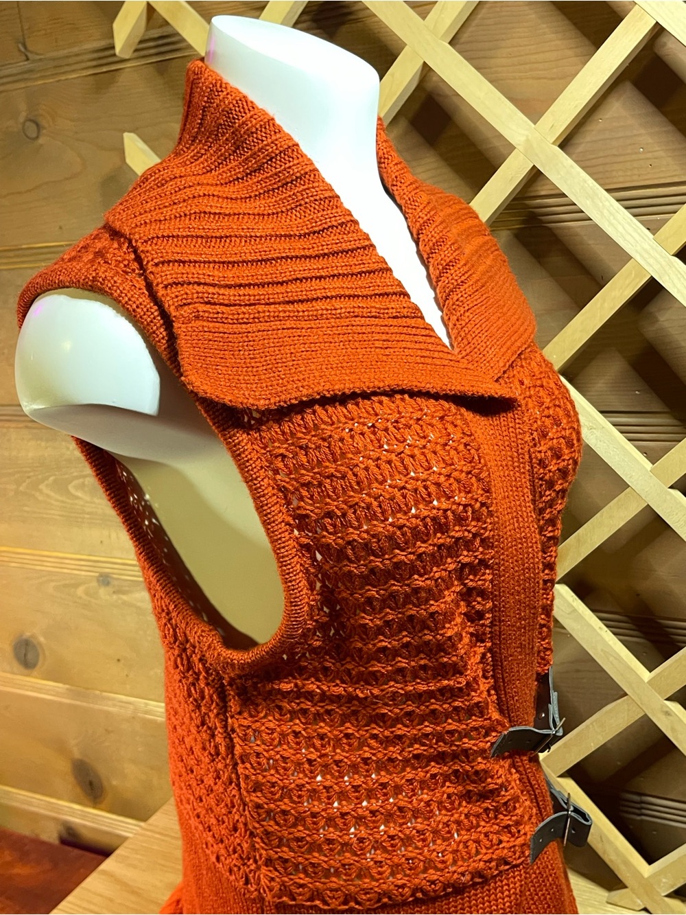 Indigo Burnt Orange Sleeveless longline Cardigan/ Sweaters Vest / Women’s Sz 14